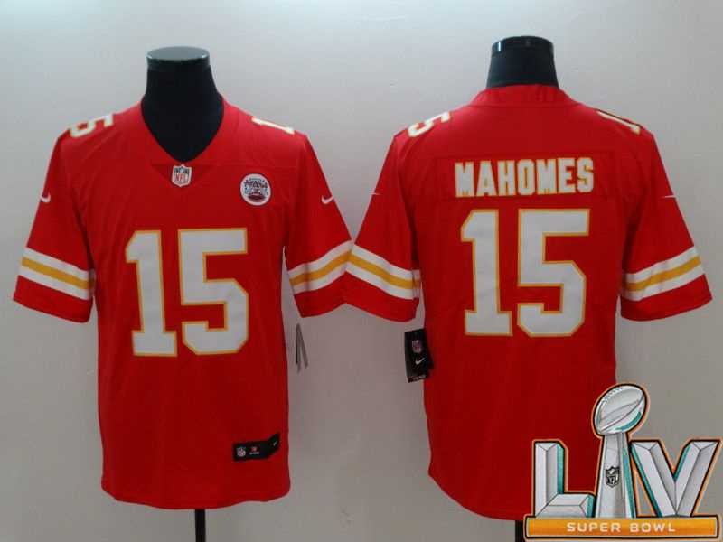 Super Bowl LV 2021 Men Kansas City Chiefs 15 Mahomes Red Vapor Untouchable Player Nike Limited NFL Jerseys